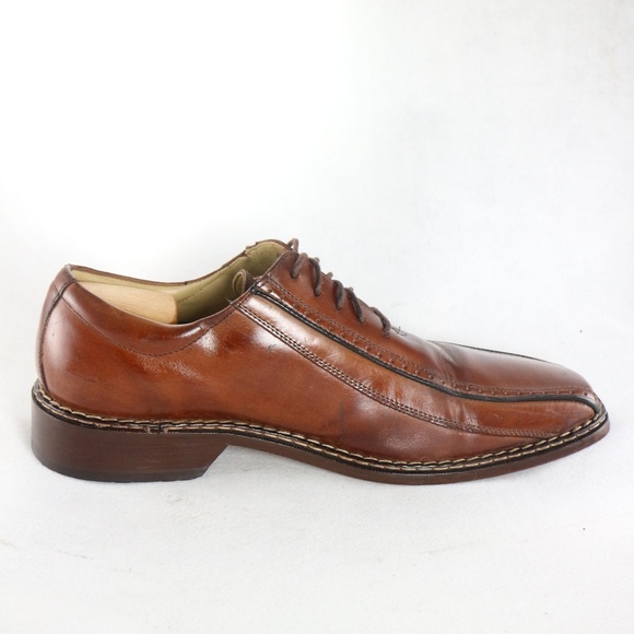 STACY ADAMS Cognac Leather Bicycle Toe Oxfords - Picture 5 of 8